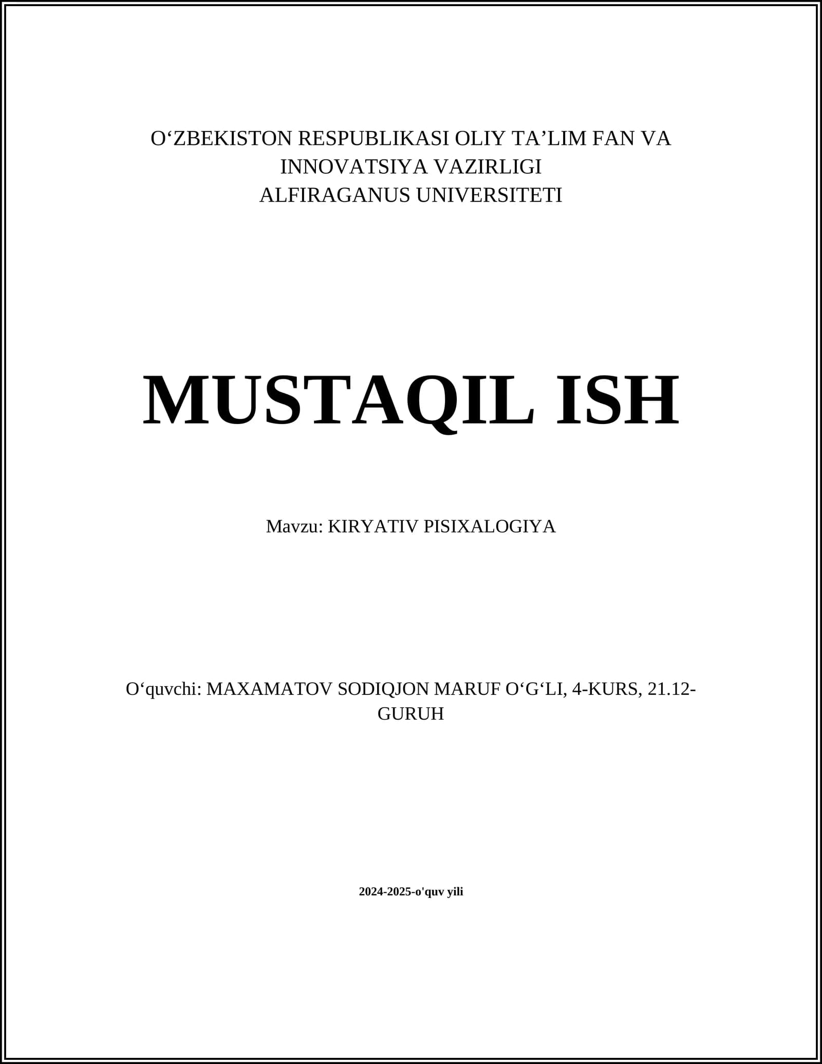 KIRYATIV PISIXALOGIYA