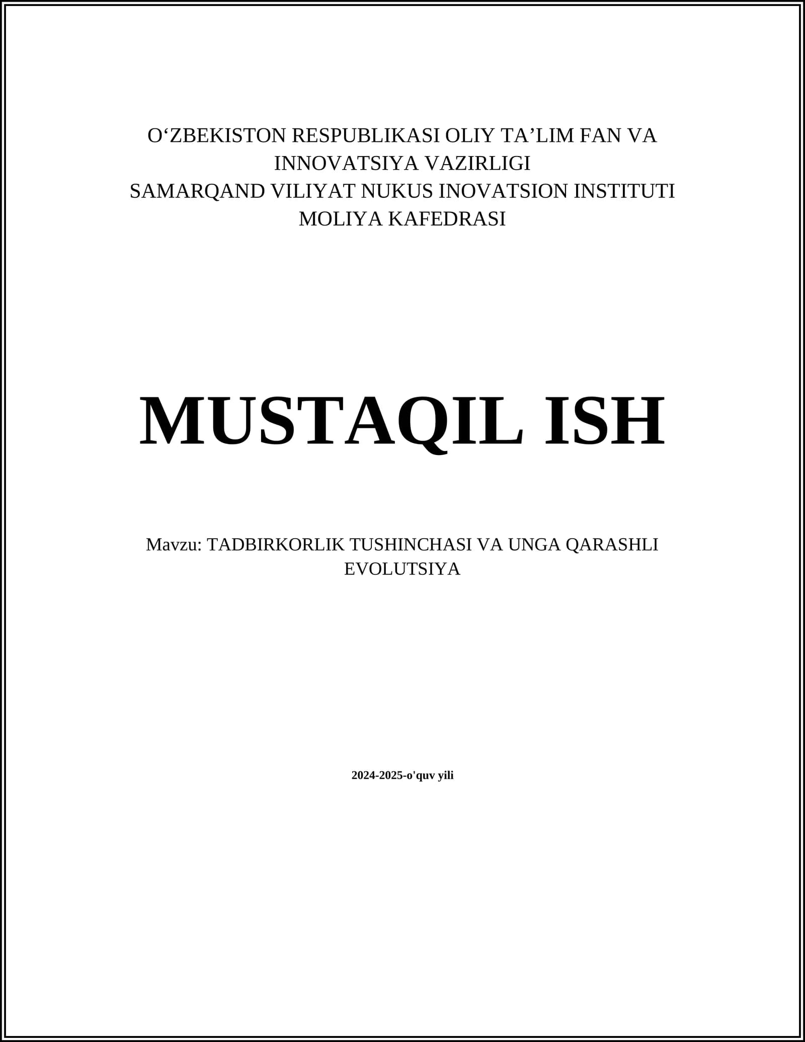 Tadbiqo’rlik tushunchasi