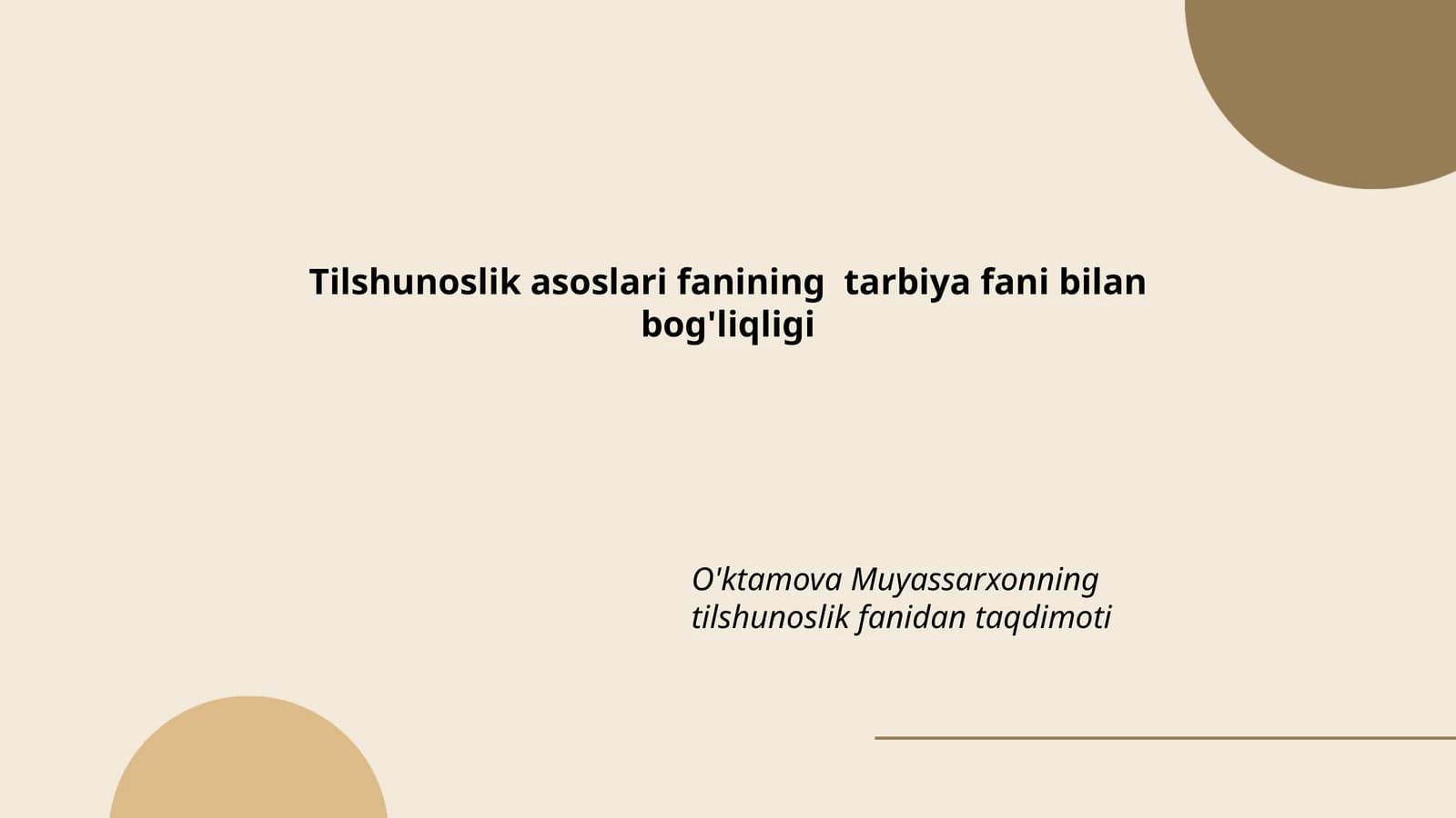 Tilshunoslik asoslari fani