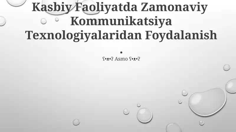 Zamonaviy Kommunikatsiya Texnologiyalari