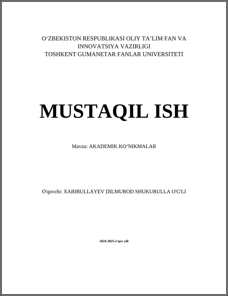 AKADEMIK KOʻNIKMALAR