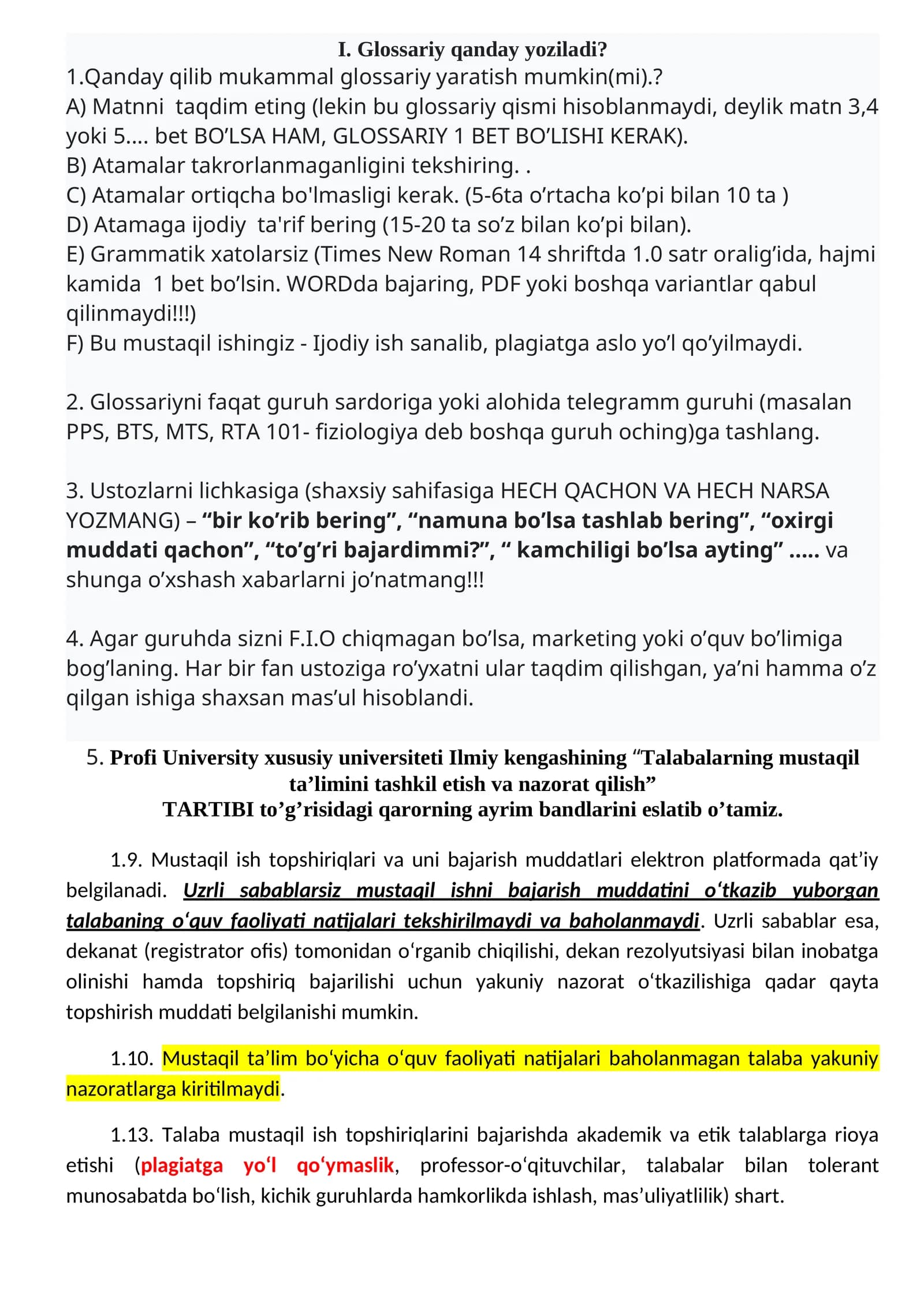 Glossariy qanday yoziladi?
