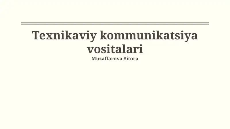 Texnik Kommunikatsiya Vositalari