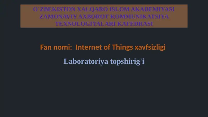 Internet of Things xavfsizligi