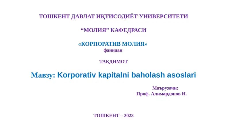Korporativ Moliya