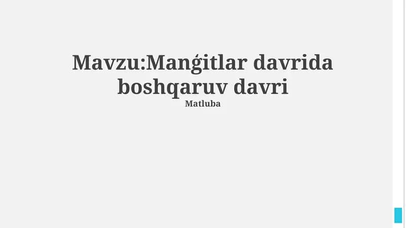 Manģitlar davrida boshqaruv davri