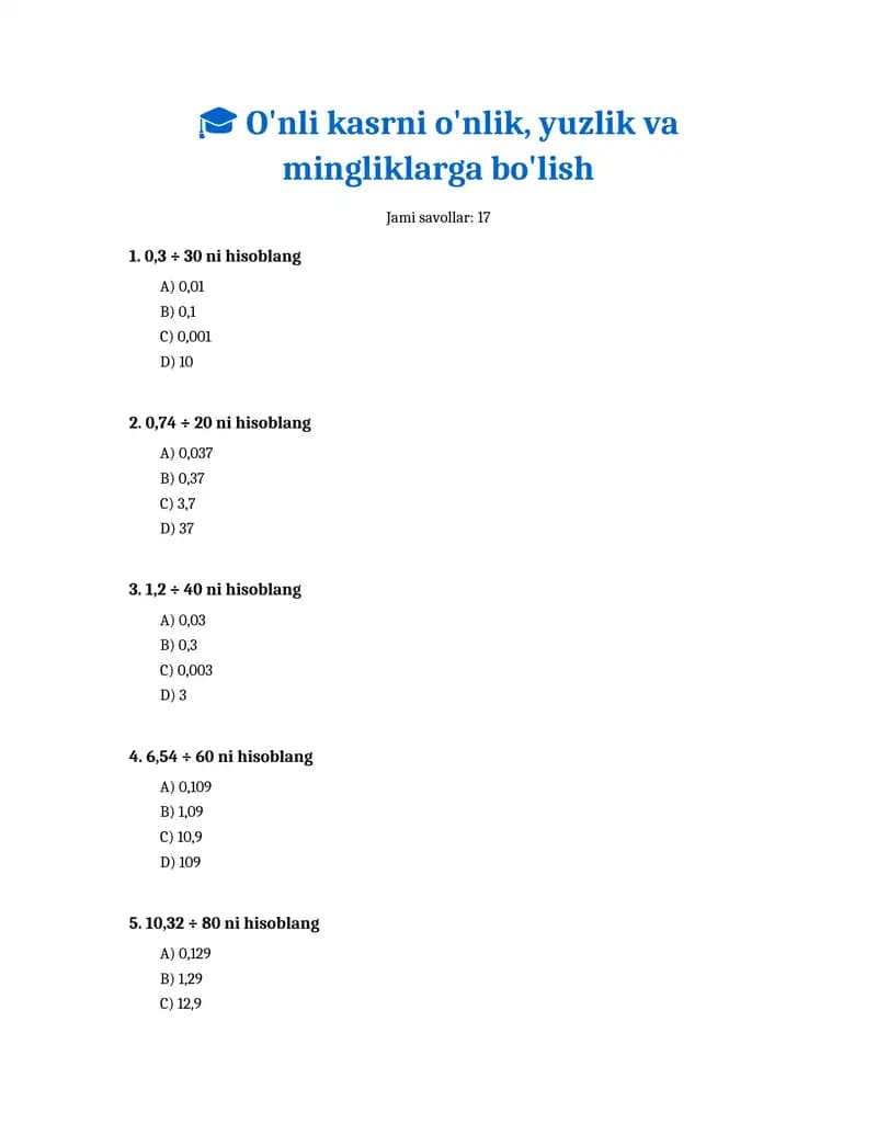 O'nli kasrlar