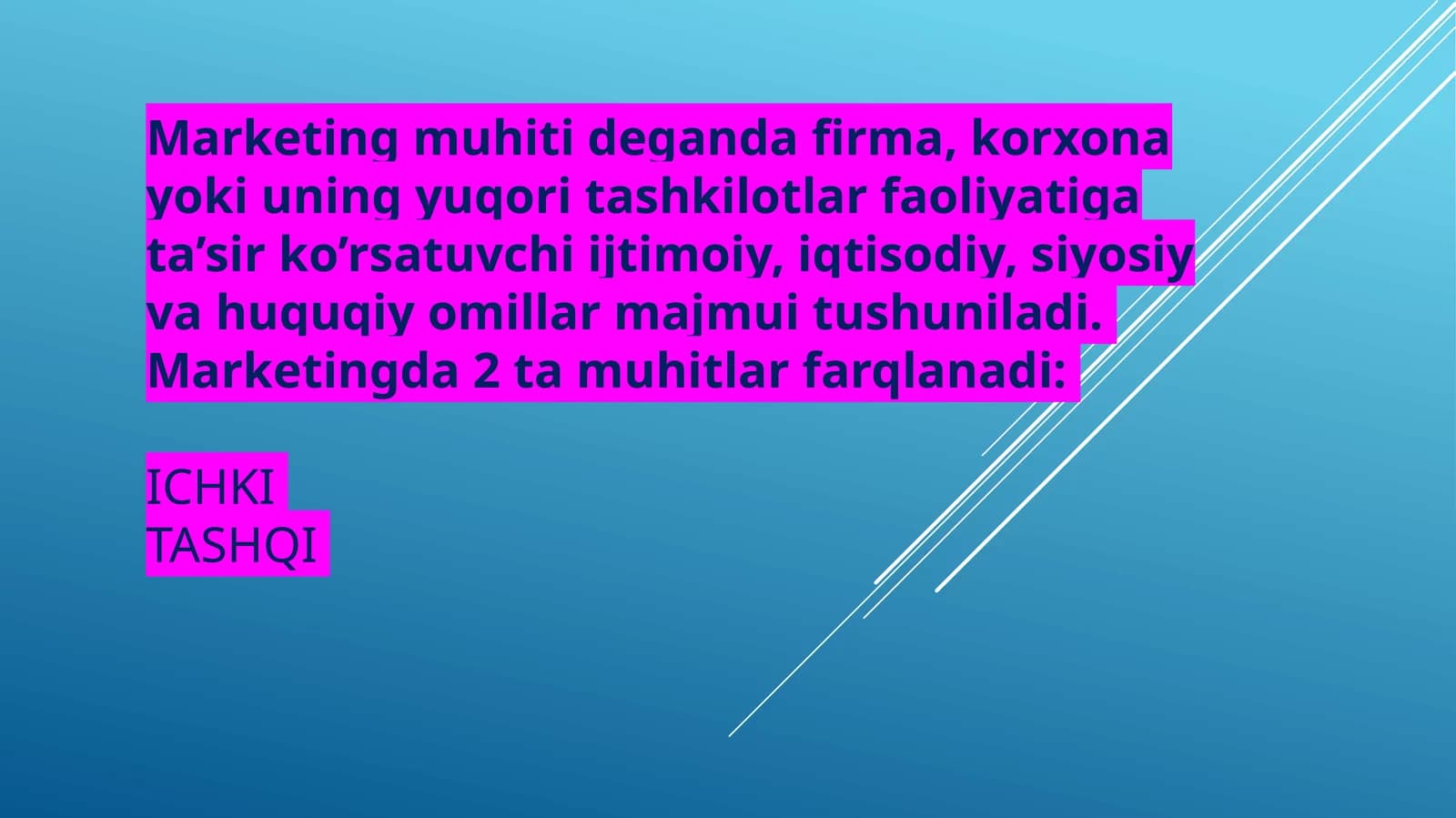 Marketing muhitida firmalar faoliyati