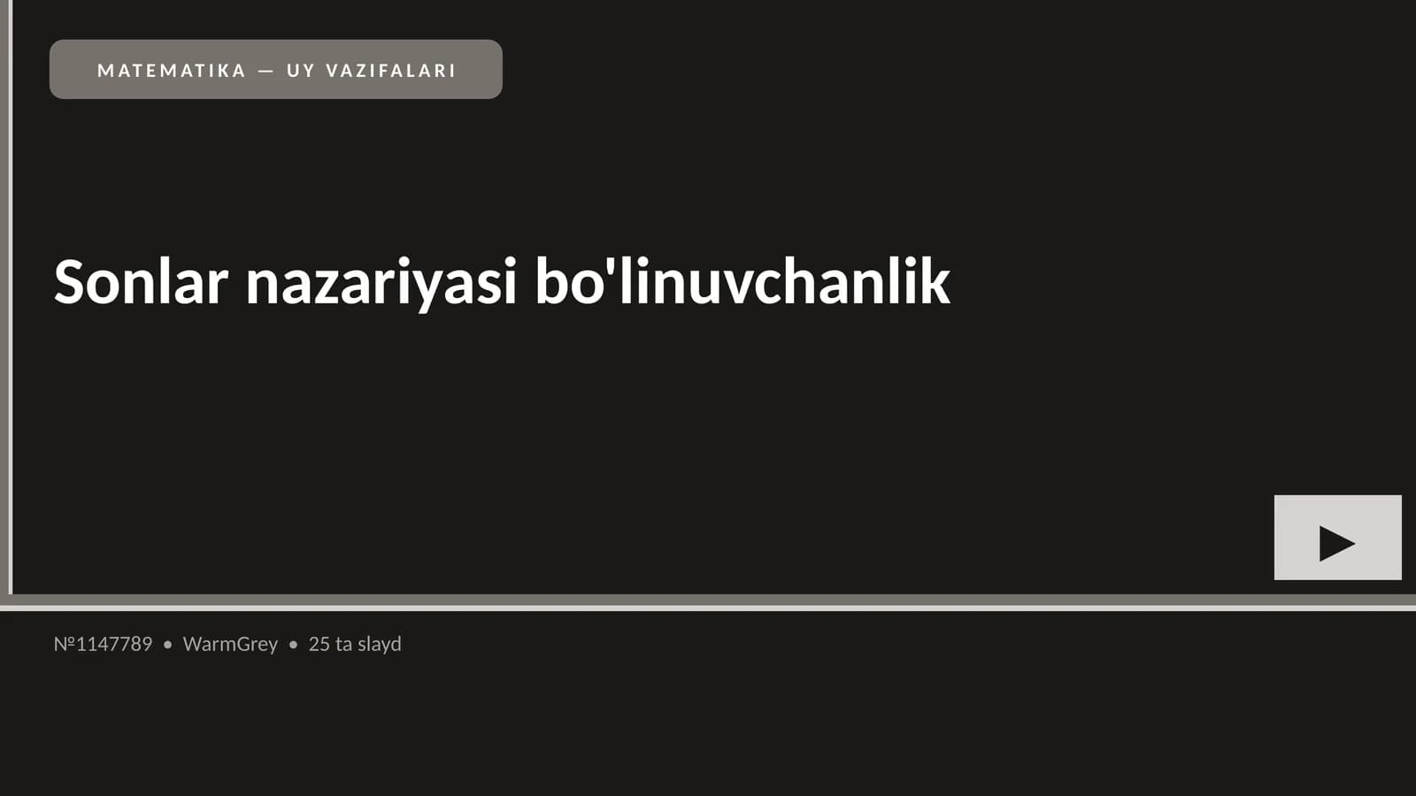 MATEMATIKA — UY VAZIFALARI