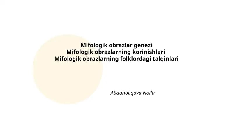 Mifologik obrazlar genezi