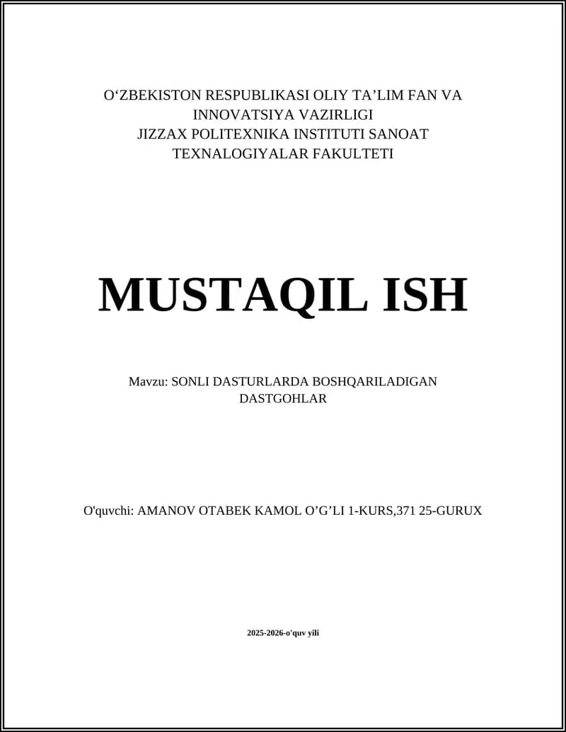 SONLI DASTURLARDA BOSHQARILADIGAN DASTGOHLAR