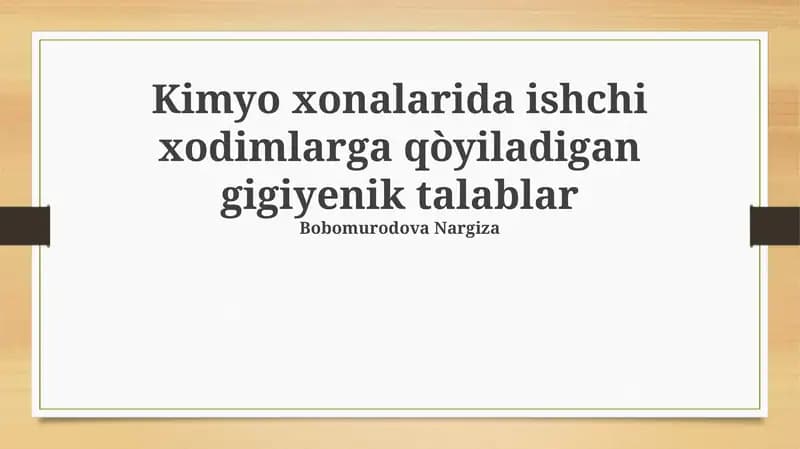 Xodimlar gigiyenasi: Asosiy talablar