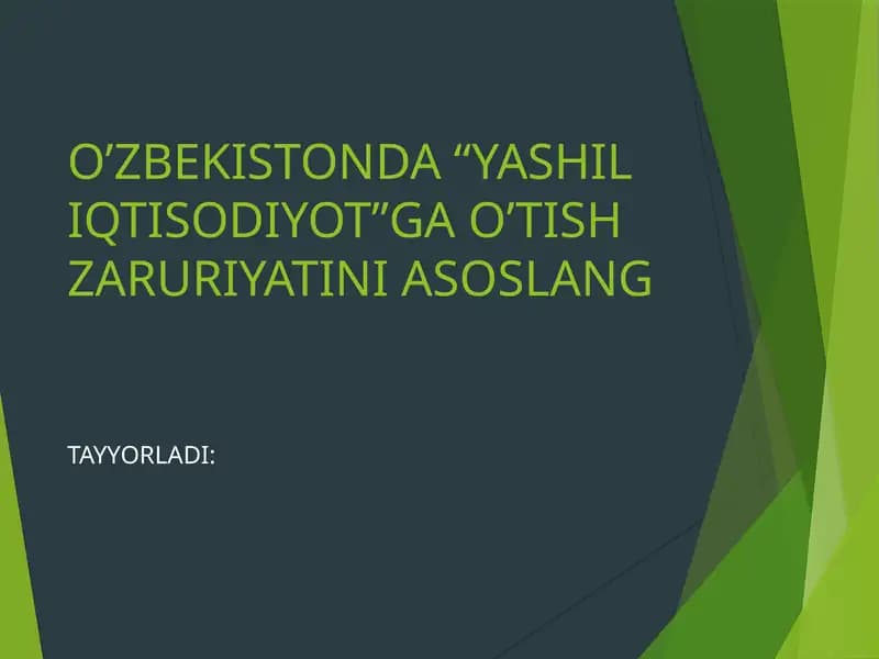 Yashil iqtisodiyot