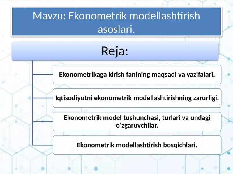 Ekonometrik modellashtirish asoslari