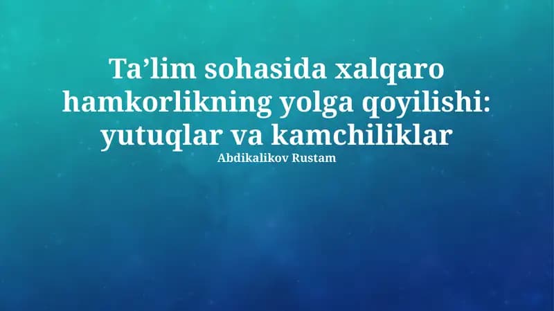 Xalqaro Taʼlim Hamkorligi