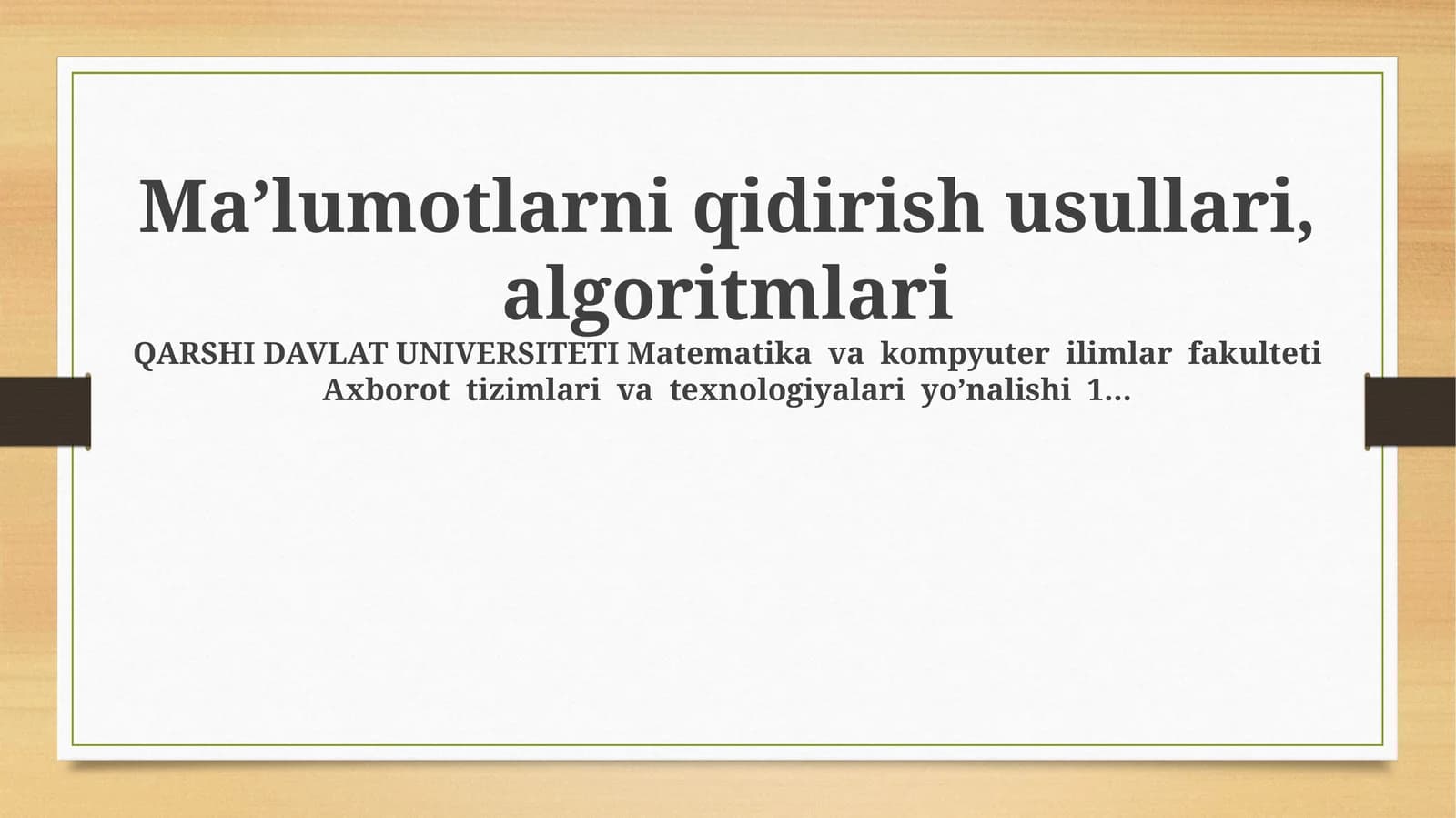 Ma’lumotlarni qidirish usullari, algoritmlari