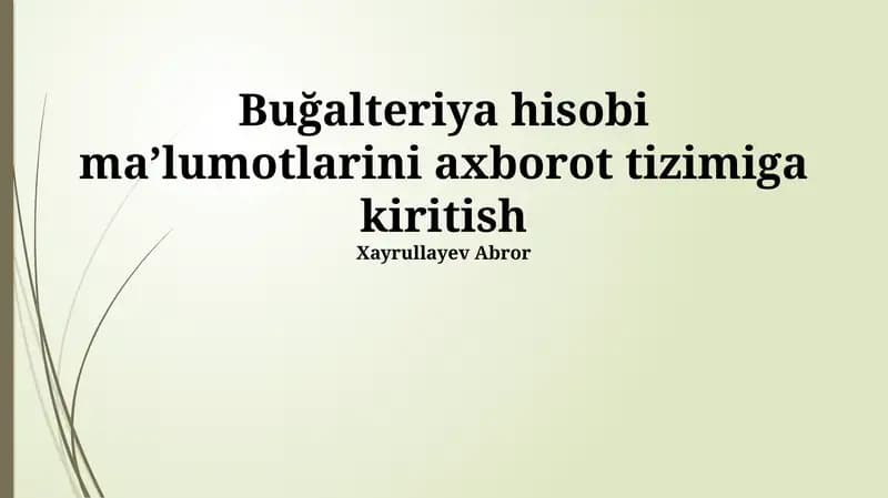 Buğalteriya hisobi maʼlumotlarini axborot tizimiga kiritish