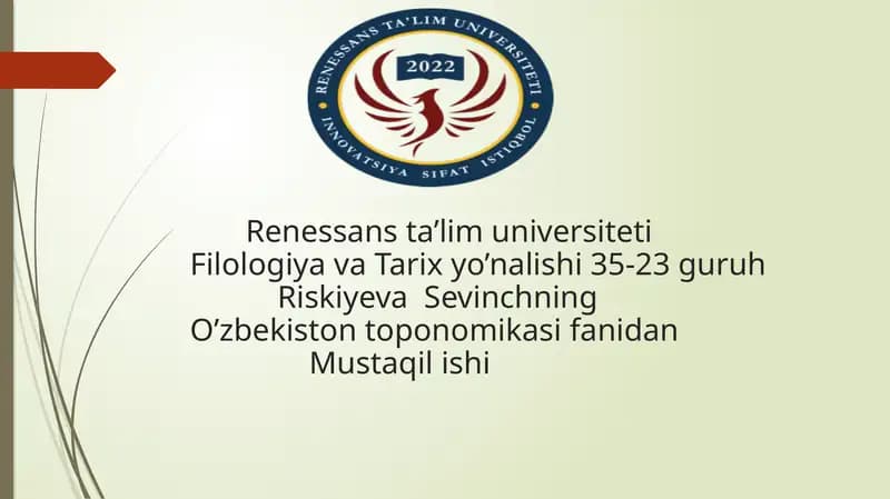 O'zbekiston toponomikasi
