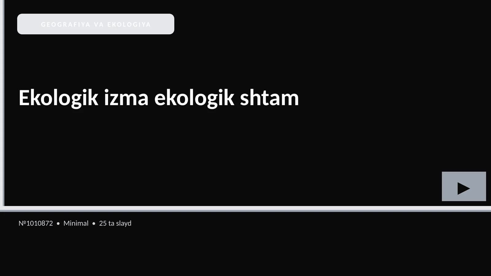 GEOGRAFIYA VA EKOLOGIYA