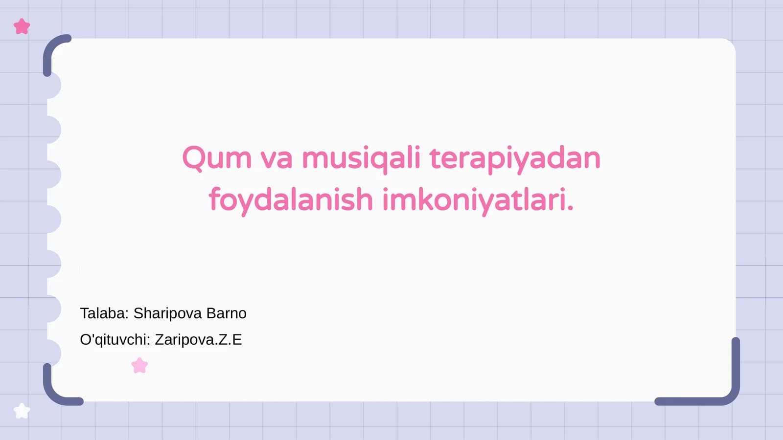 Qum va musiqali terapiyadan foydalanish imkoniyatlari