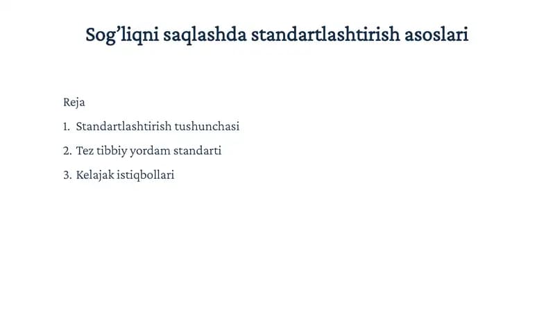 Tibbiy yordam standartlari