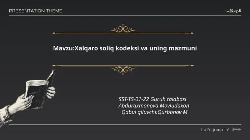 Xalqaro soliq kodeksi va uning mazmuni