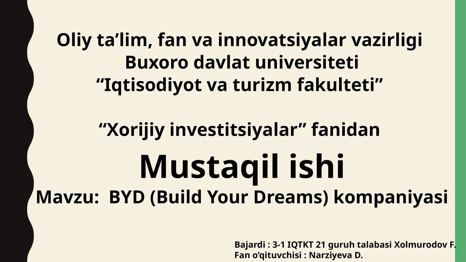 BYD (Build Your Dreams) kompaniyasi