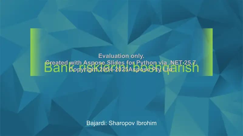 Bank risklarini boshqarish
