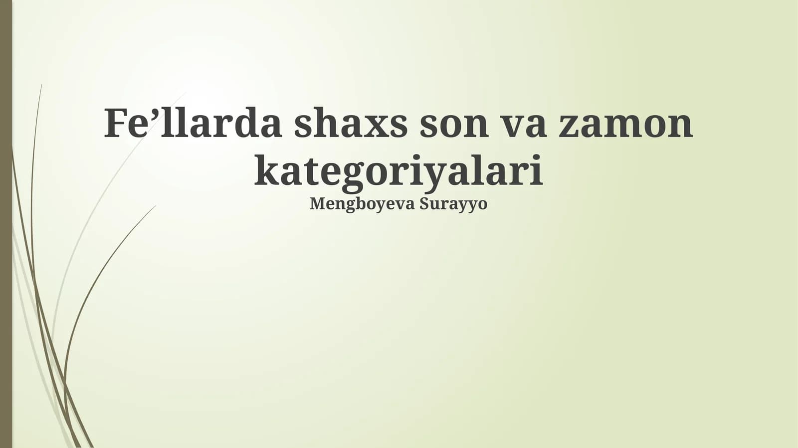 Feʼllarda shaxs son va zamon kategoriyalari