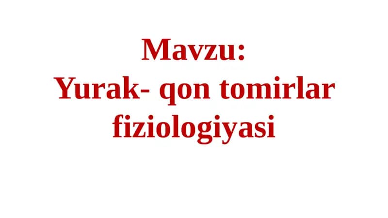 Yurak-qontomirlar fiziologiyasi