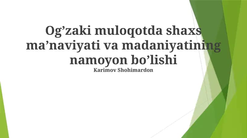 Madaniy stereotiplar va ogʻzaki muloqot