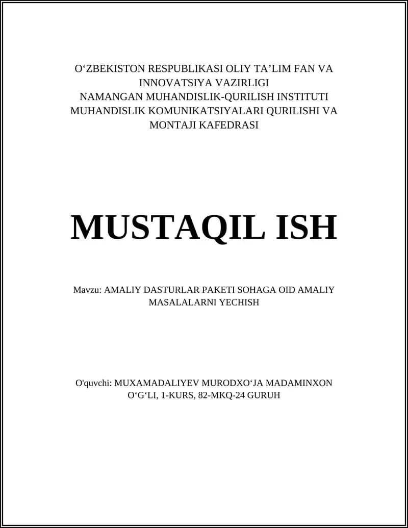 AMALIY DASTURLAR PAKETI