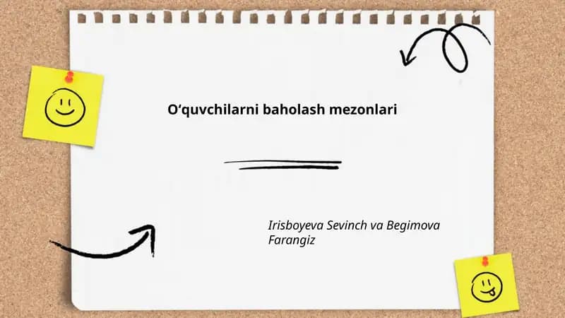Oʻquvchilarni baholash mezonlari