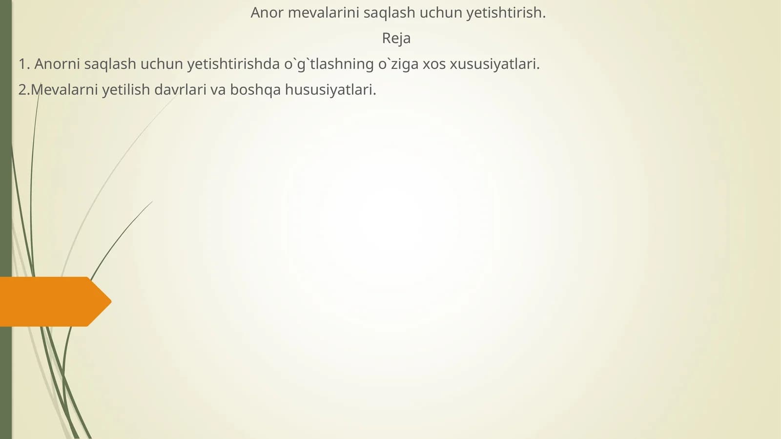 Anor mevalarini saqlash uchun yetishtirish