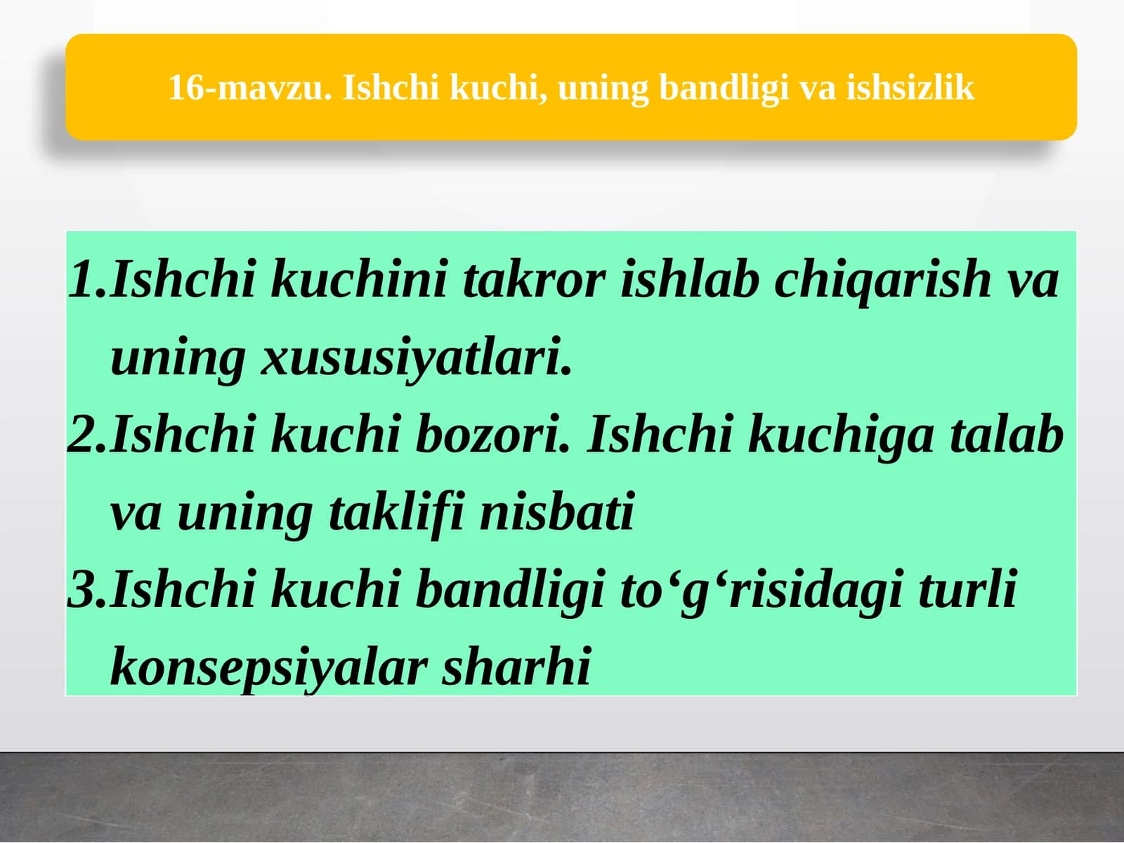 Ishchi kuchini takror ishlab chiqarish va uning xususiyatlari