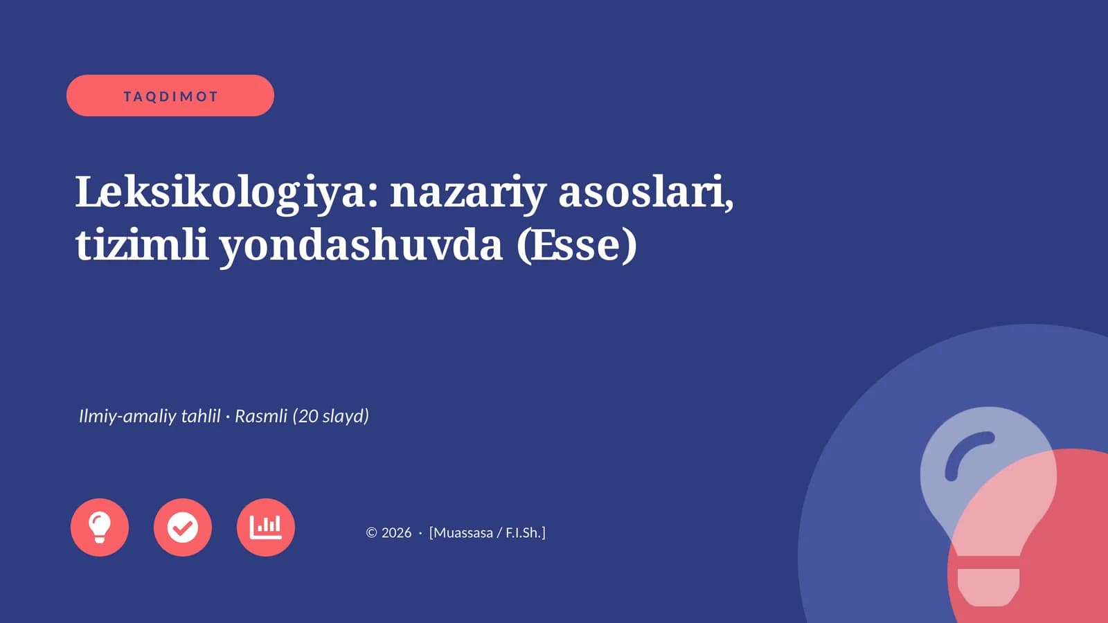 Leksikologiya: nazariy asoslari, tizimli yondashuvda (Esse)