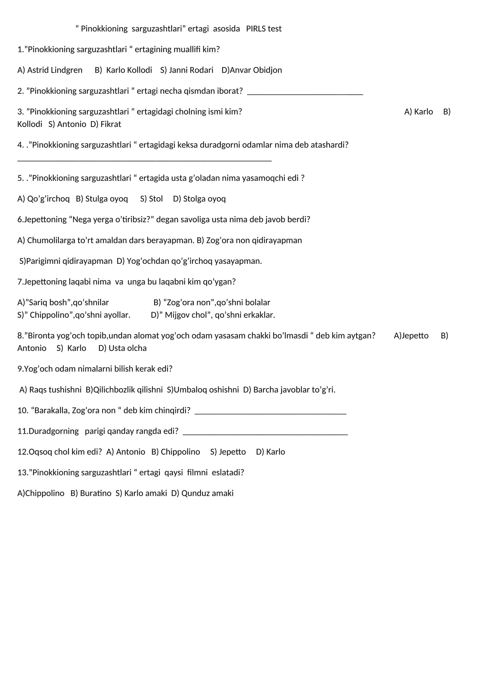 Pinokkioning sarguzashtlari