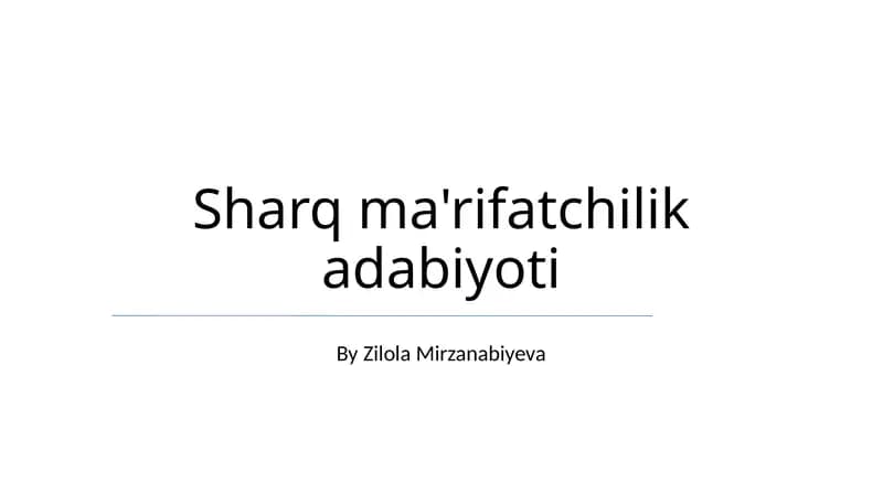 Sharq ma'rifatchilik adabiyoti