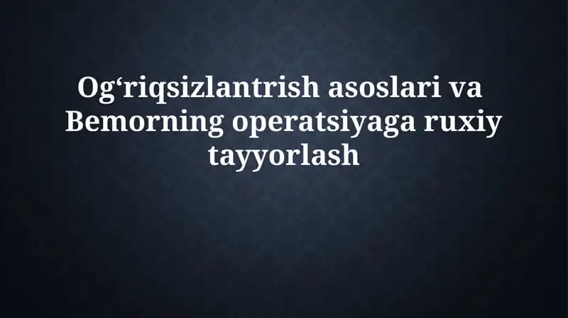 Anesteziya asoslari