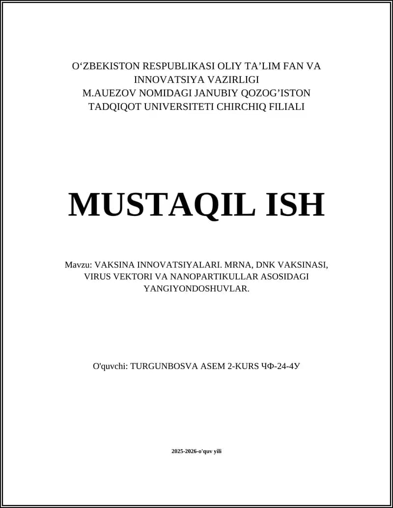 VAKSINA INNOVATSIYALARI