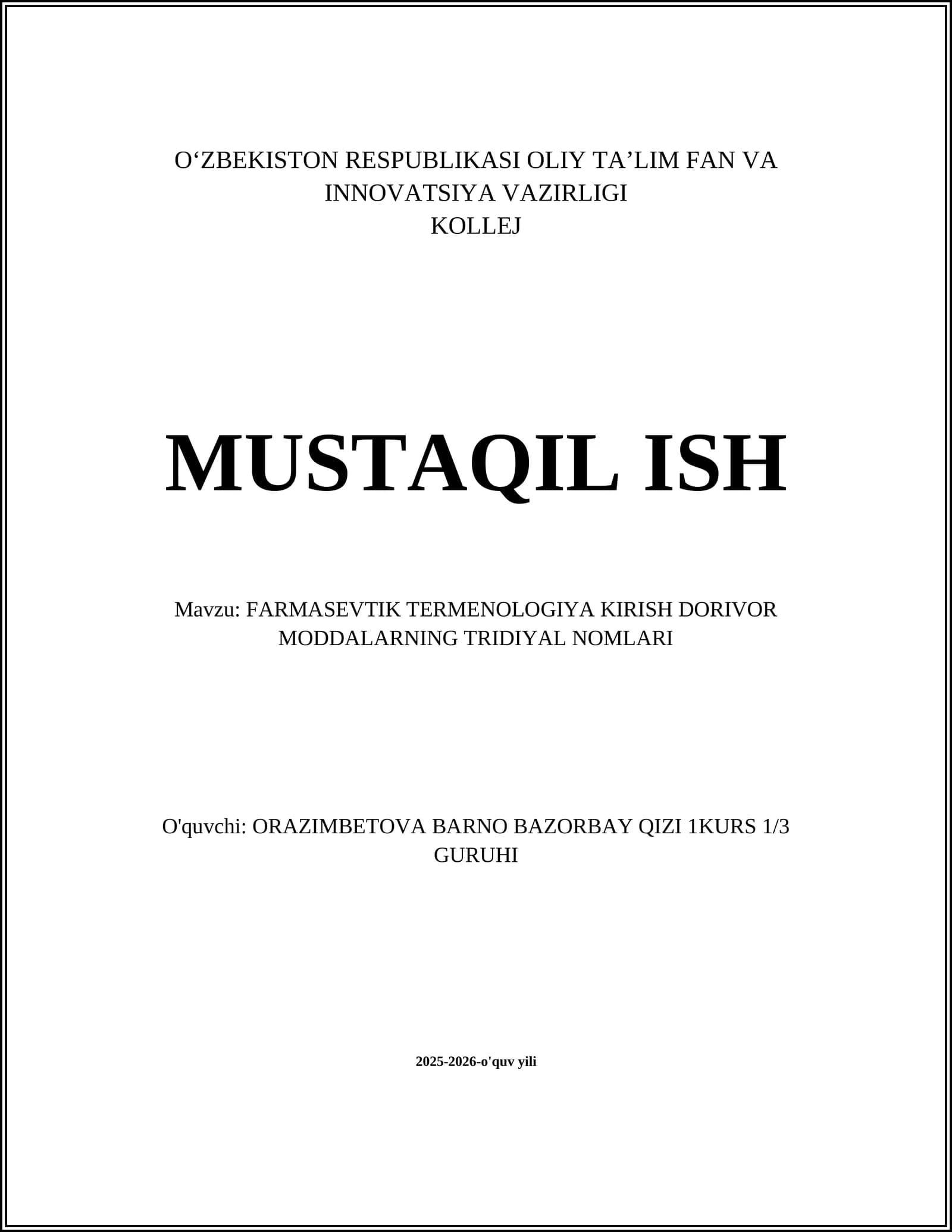FARMASEVTIK TERMENOLOGIYA