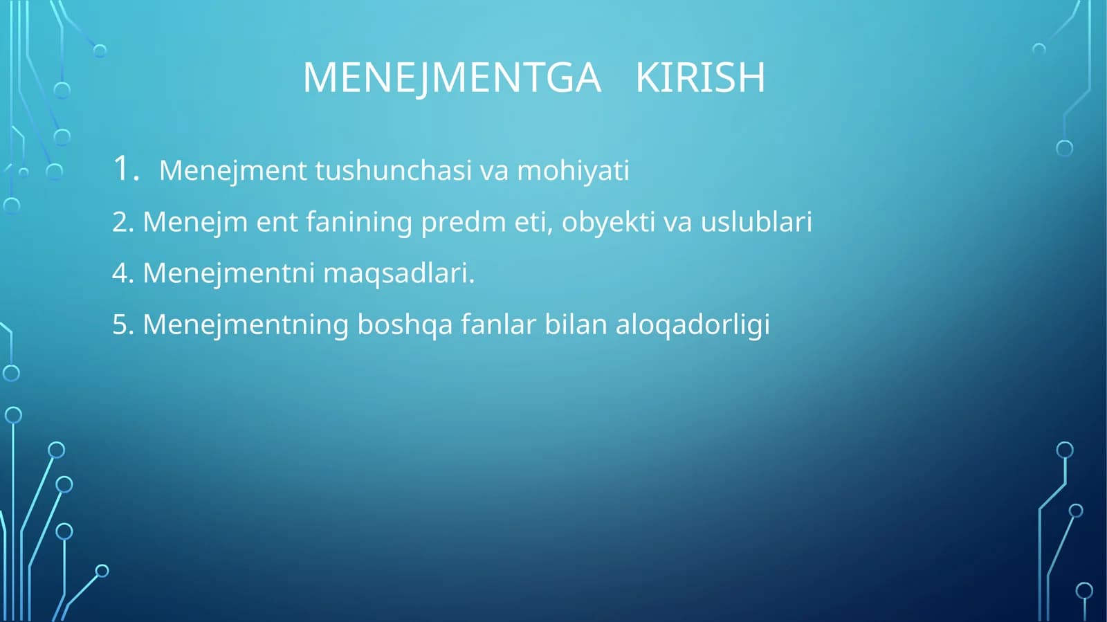 MENEJMENTga kirish