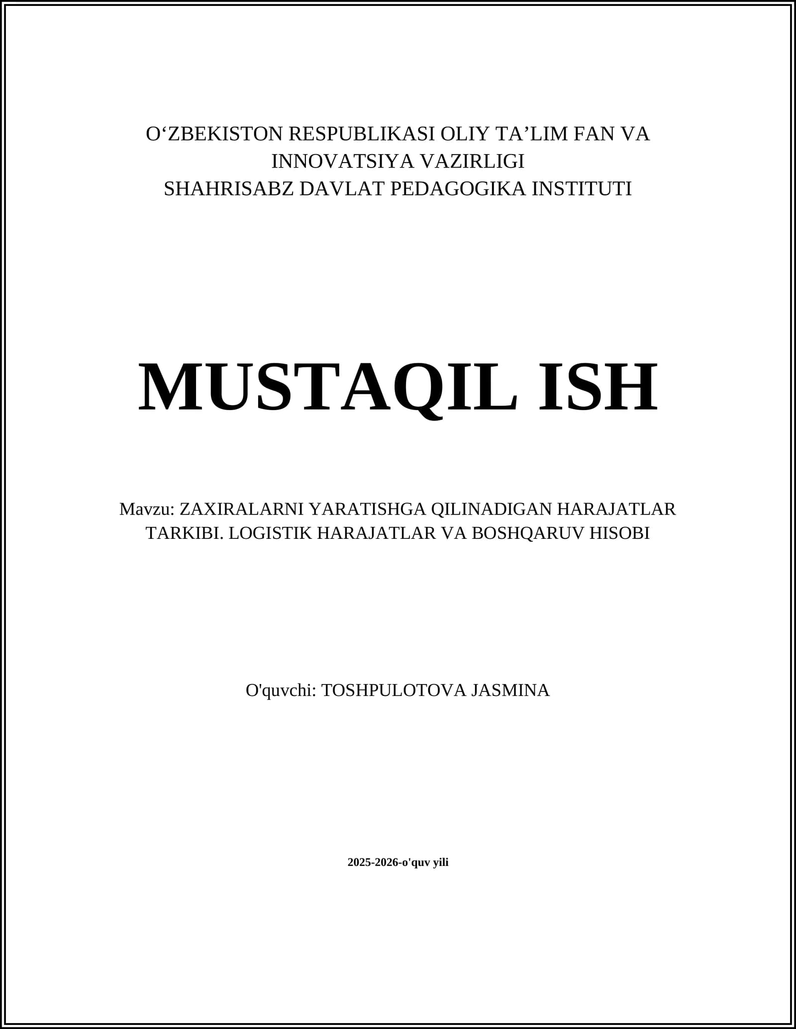 Zaxiralarni Yaritishga Qilinadigan Harajatlar Tarkibi