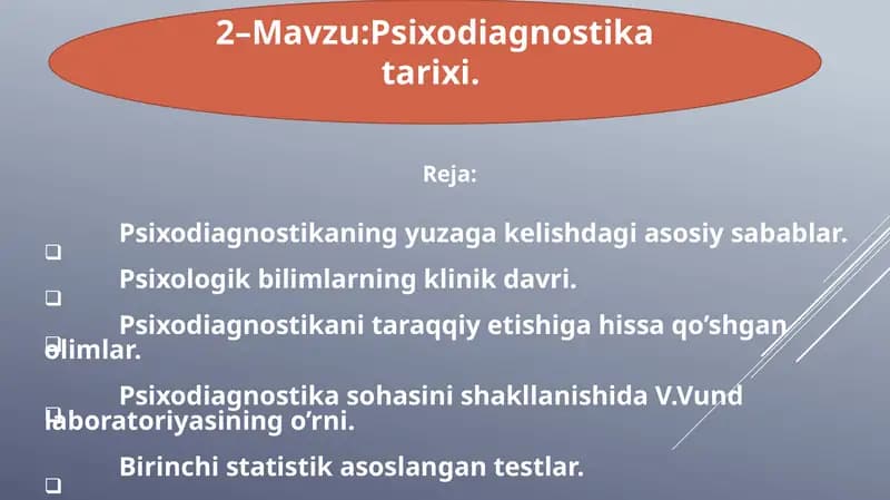 Psixodiagnostika tarixi