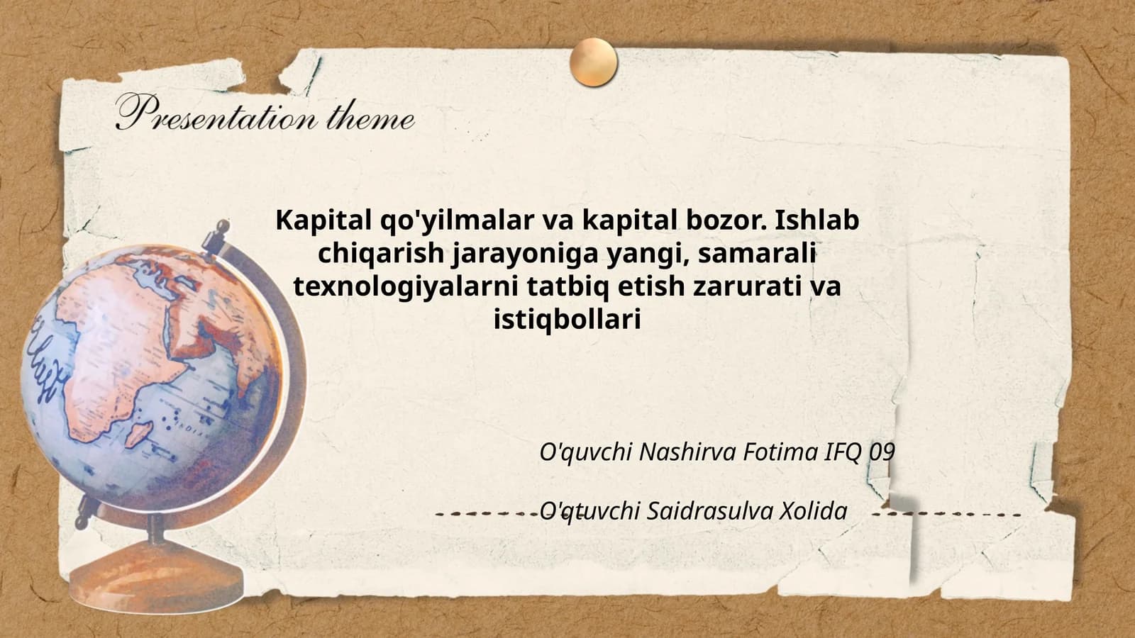 Kapital qo'yilmalar va kapital bozor