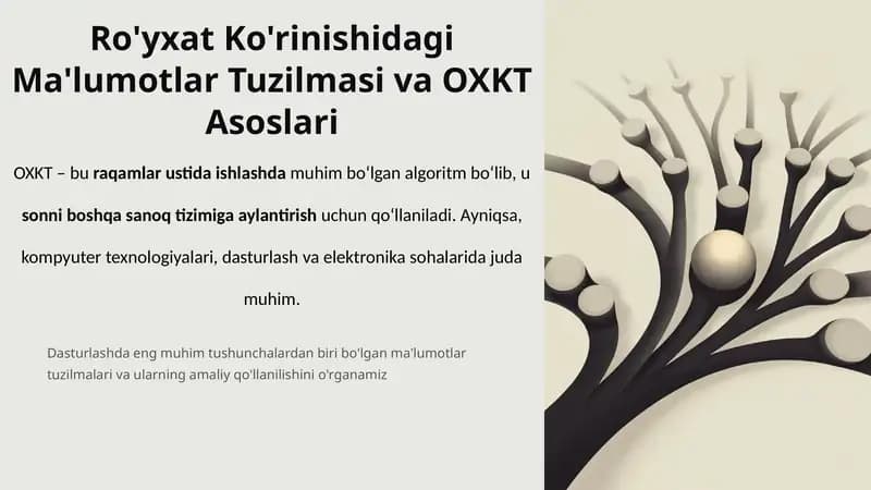 Ma'lumotlar Tuzilmasi va OXKTAsoslari