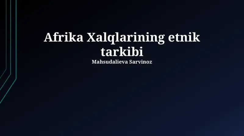 Afrika Xalqlarining etnik tarkibi