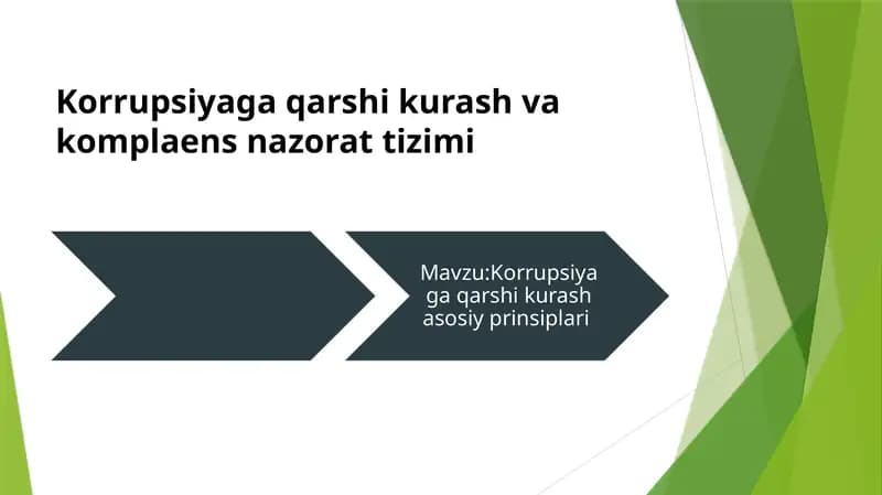 Korrupsiyaga qarshi kurash va komplaens nazorat tizimi