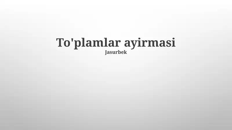 Ta'rif va Misollar