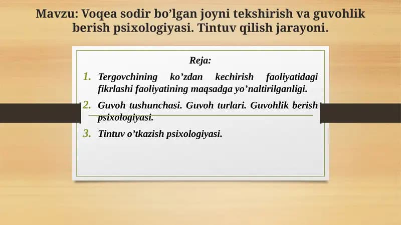 Voqeajoyini ko’zdan kechirish psixologiyasi